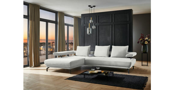 ECKSOFA in Chenille Ecru  224/305 cm  - Ecru/Schwarz, Design, Textil/Metall (224/305cm) - Dieter Knoll