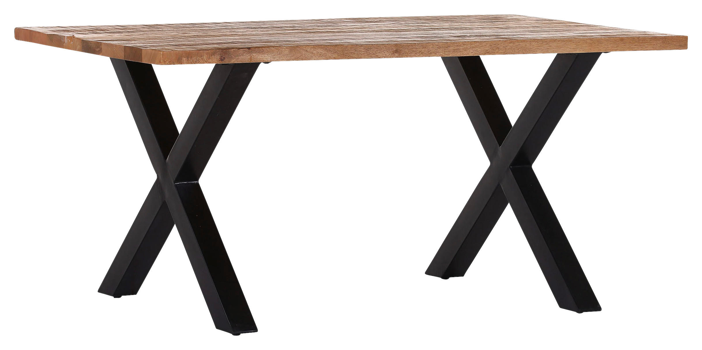 JEDÁLENSKÝ STÔL, mangové drevo, prírodná farba, 160/90/76 cm - čierna/prírodná farba, Lifestyle, kov/drevo (160/90/76cm) - Landscape