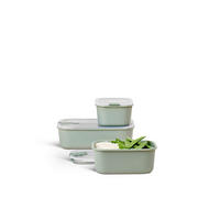FRISCHHALTEDOSENSET EASYCLIP 3-teilig  - Transparent/Salbeigrün, KONVENTIONELL, Kunststoff (19,9/14,1/14,2cm) - Mepal