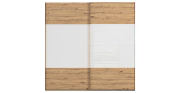 SCHWEBETÜRENSCHRANK 226/223/68 cm 2-türig Weiß, Eiche Artisan  - Eichefarben/Weiß, Design, Glas/Holzwerkstoff (226/223/68cm) - Xora