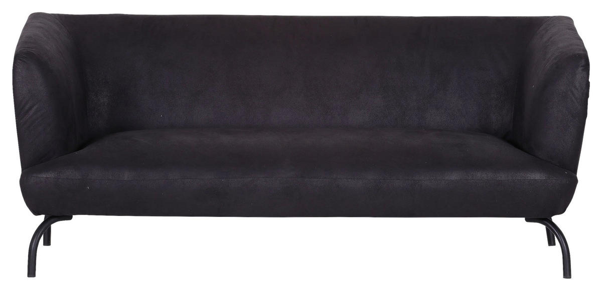 3-SITZER-SOFA in Mikrofaser Anthrazit, Braun  - Anthrazit/Schwarz, Konventionell, Textil/Metall (185/79/85cm) - Carryhome