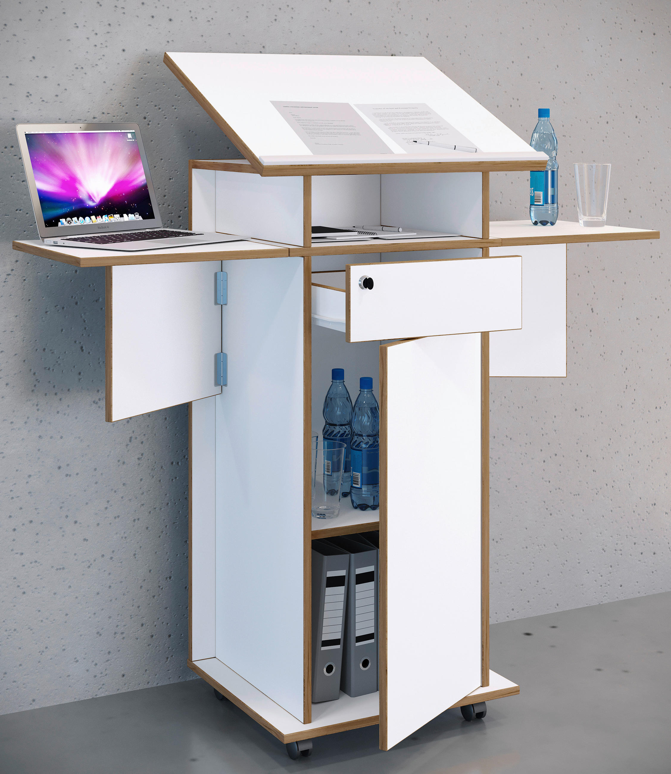 STEHPULT   - Honigeiche/Weiß, Design, Holzwerkstoff (123/128/44cm) - MID.YOU