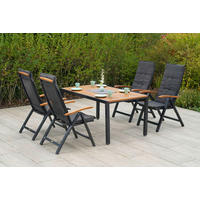 GARTENGARNITUR 9-teilig Akaziemassiv Aluminium ,[ ]}9-teilig  - Graphitfarben/Naturfarben, MODERN, Holz/Kunststoff - Gardenson