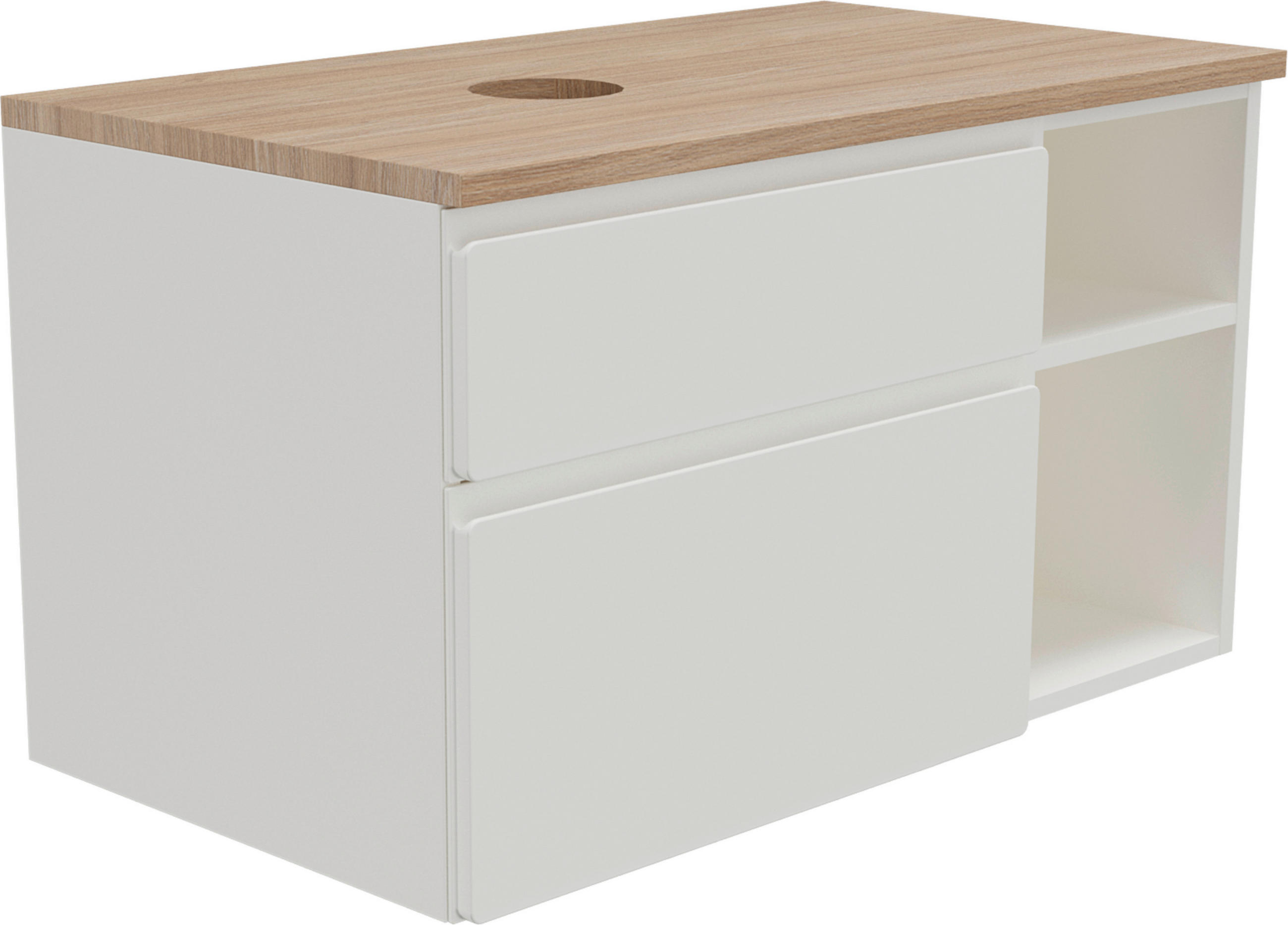 Welnova Waschbeckenunterschrank Weiß, Eiche 90x51x47 cm