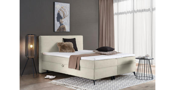 BOXBETT 160/200 cm in Creme - Creme/Schwarz, Design, Holz/Holzwerkstoff (160/200cm) - Xora