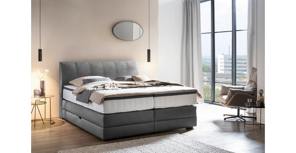 BOXSPRINGBETT 180/200 cm  in Anthrazit  - Wengefarben/Anthrazit, KONVENTIONELL, Holz/Textil (180/200cm) - Novel