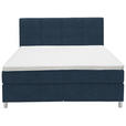 BOXSPRINGBETT 180/200 cm  in Blau  - Chromfarben/Blau, KONVENTIONELL, Kunststoff/Textil (180/200cm) - Voleo