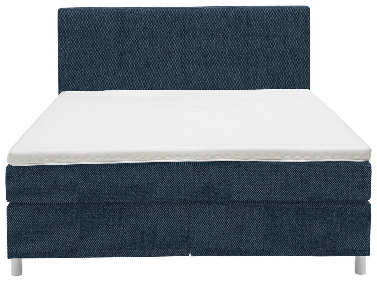 BOXSPRINGBETT 180/200 cm  in Blau  - Chromfarben/Blau, Konventionell, Kunststoff/Textil (180/200cm) - Voleo