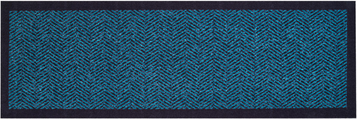 LÄUFER 60/180 cm Herringbone Blau, Schwarz  - Blau/Schwarz, Design, Kunststoff/Textil (60/180cm) - Grund