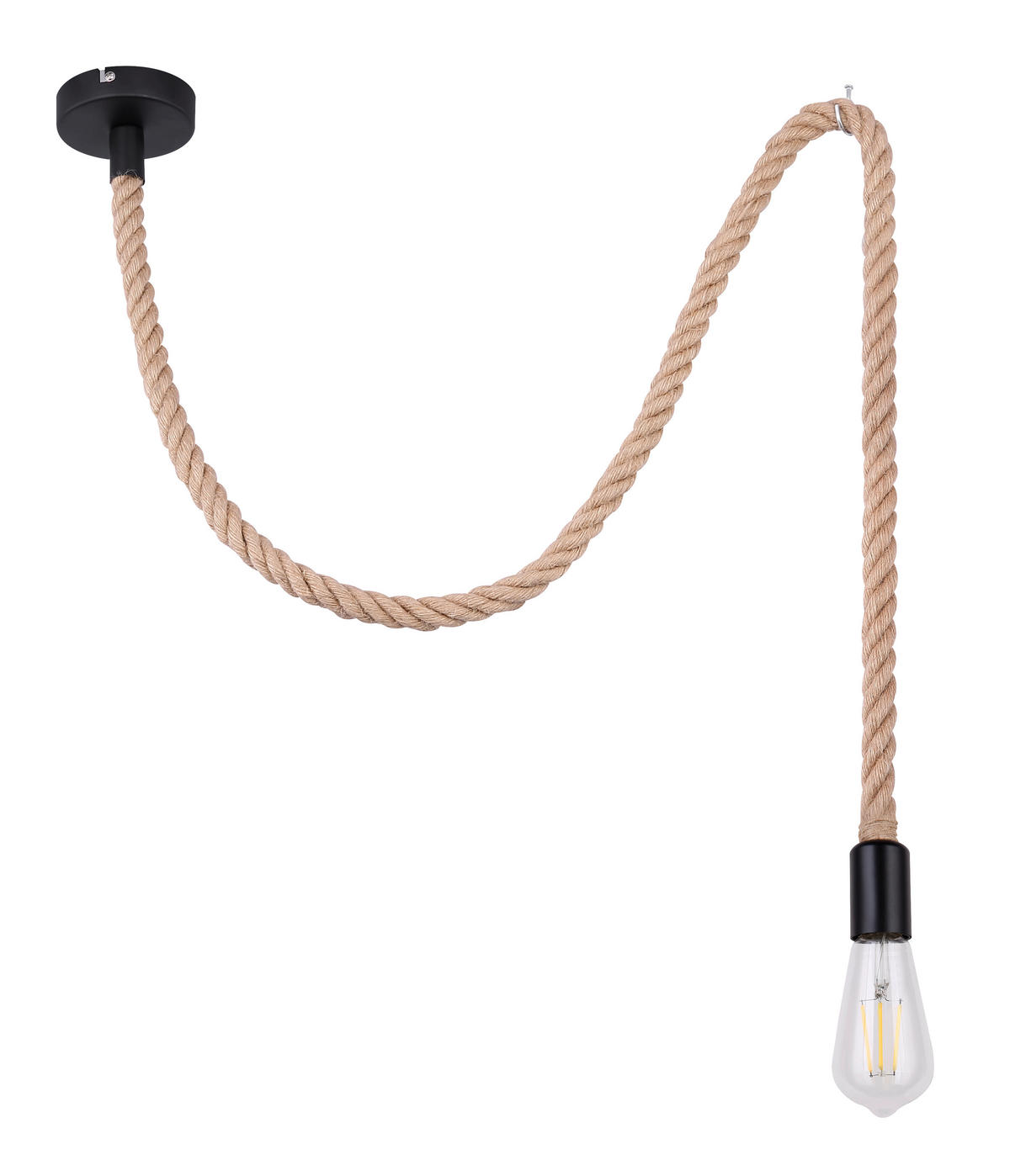 ZÁVĚSNÉ SVÍTIDLO, 10/166 cm  - černá/hnědá, Trend, kov/přírodní materiály (10/166cm)
