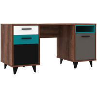 SCHREIBTISCH 150/60/74 cm  in Grau, Grün, Schwarz, Weiß, Eichefarben  - Smaragdgrün/Eichefarben, Design, Holzwerkstoff/Kunststoff (150/60/74cm) - Carryhome