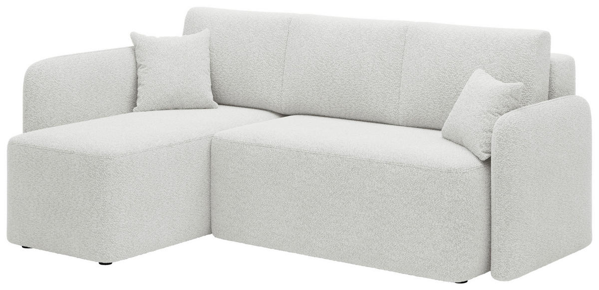 ECKSOFA HADSON Weiß Teddystoff Zierkissen, Rückenkissen, Bettkasten  - Schwarz/Weiß, Design, Kunststoff/Textil (150/206cm) - MID.YOU