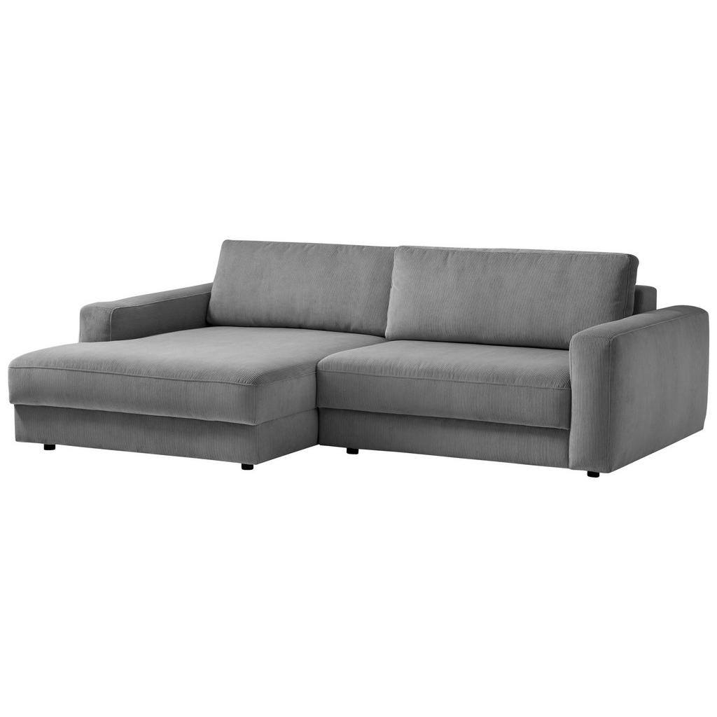 Thumbnail - Trendmanufaktur Ecksofa Bourbon, Dunkelgrau, Textil, 4-Sitzer, Füllung: Schaumstoff, Silikon, Ottomane links, L-Form, 25...