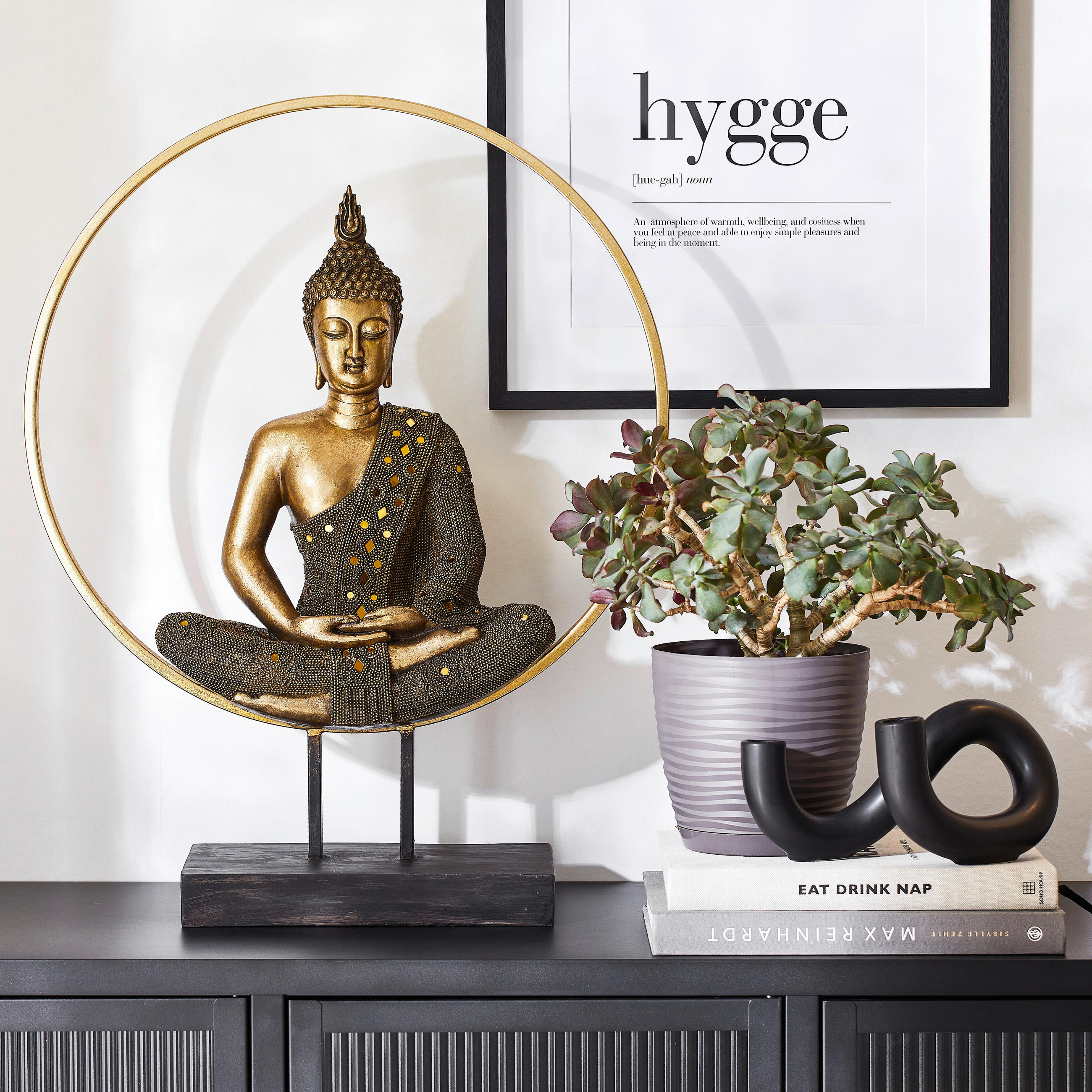 BUDDHA 49/65/17 cm  - Goldfarben, Basics, Kunststoff (49/65/17cm)