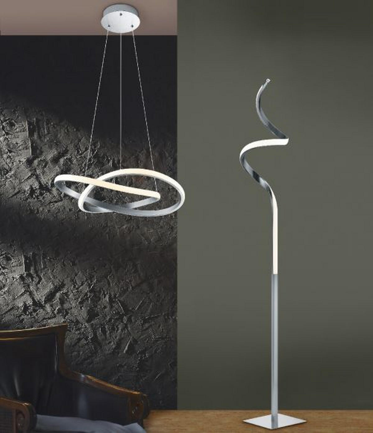 LED-STEHLEUCHTE - Weiss/Nickelfarben, Design, Kunststoff/Metall (20,5/145cm)