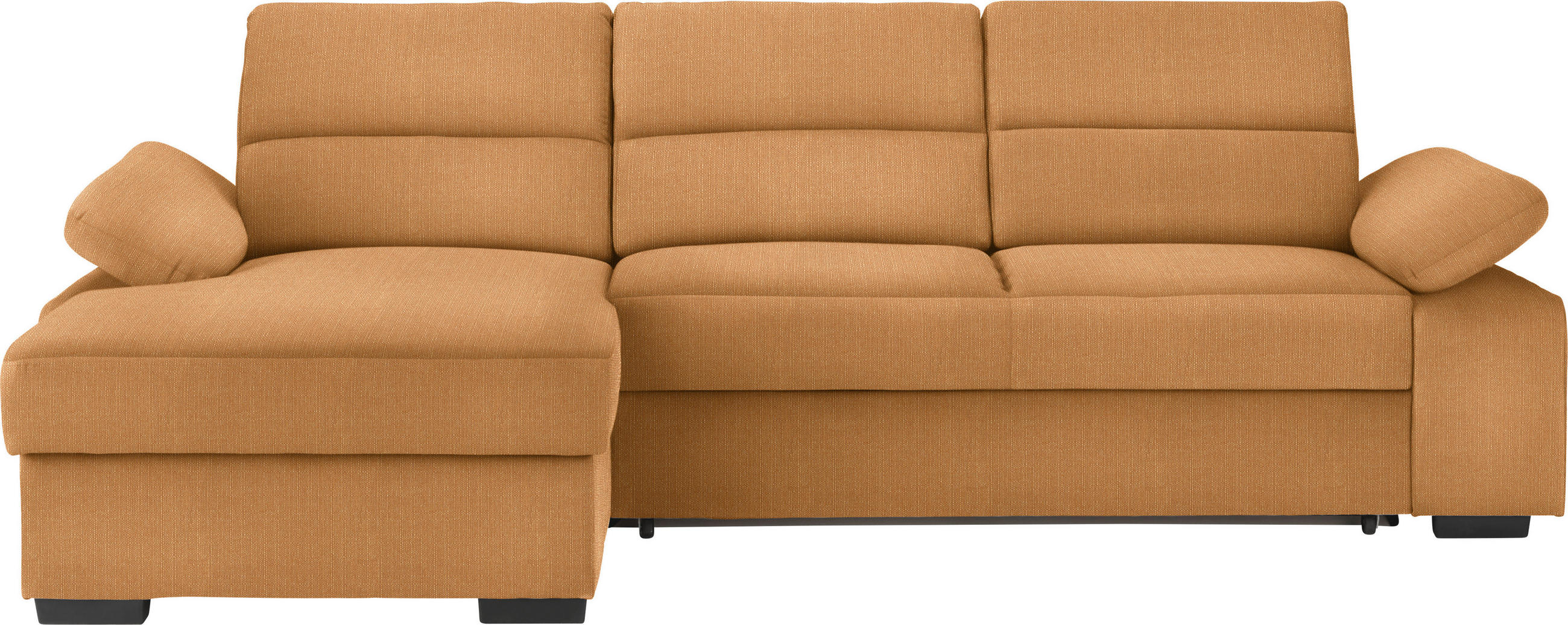ECKSOFA in Webstoff Currygelb  - Currygelb/Dunkelbraun, Konventionell, Kunststoff/Textil (166/258cm) - Cantus