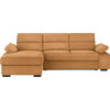 ECKSOFA in Webstoff Currygelb  - Currygelb/Dunkelbraun, Konventionell, Kunststoff/Textil (166/258cm) - Cantus