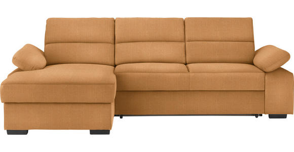 ECKSOFA in Webstoff Currygelb  - Currygelb/Dunkelbraun, KONVENTIONELL, Kunststoff/Textil (166/258cm) - Cantus