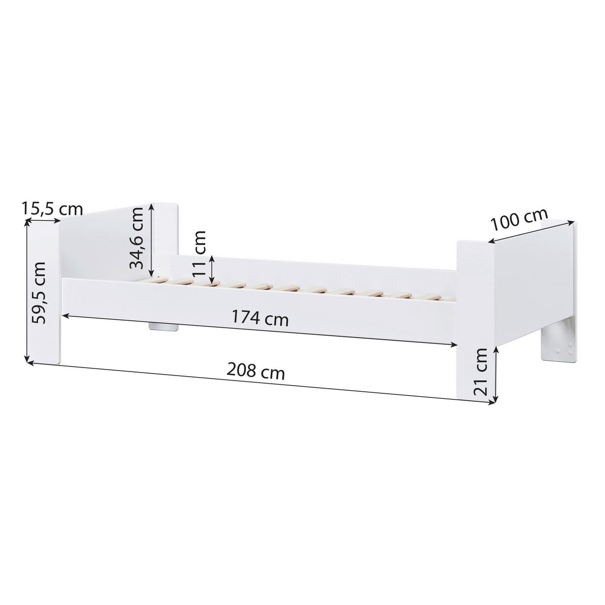 KINDER-/JUNIORBETT - Naturfarben/Weiß, MODERN, Holz/Holzwerkstoff (90/200cm) - MID.YOU