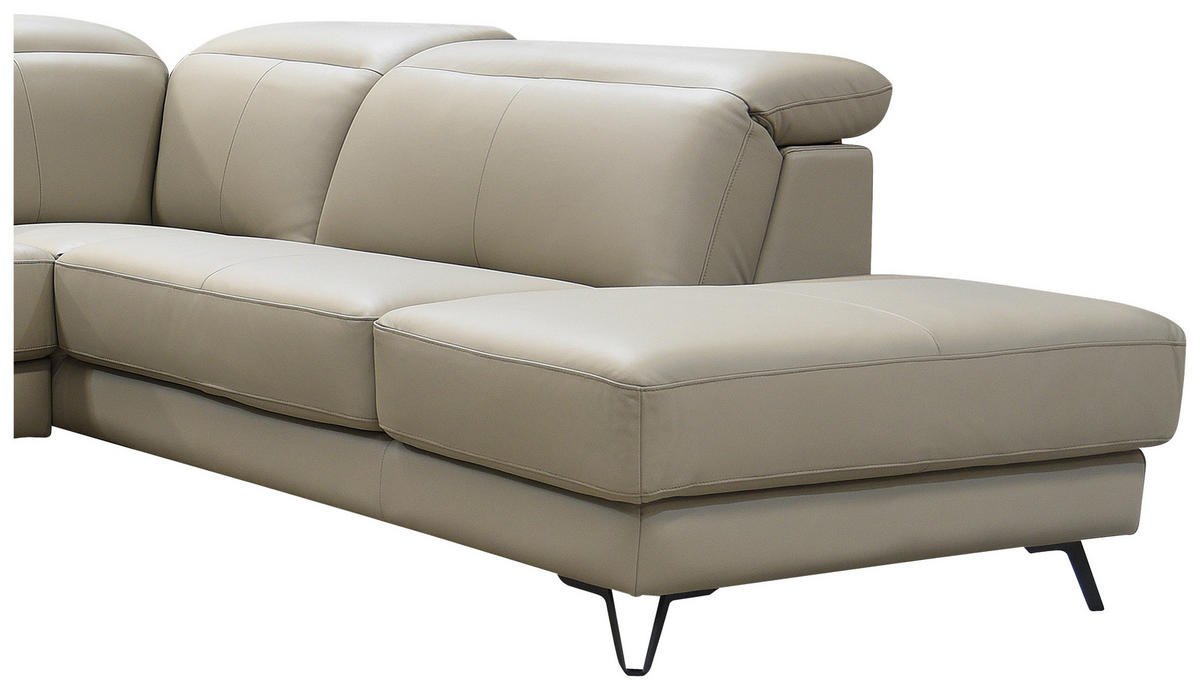 ECKSOFA in Echtleder Schlammfarben  - Schlammfarben/Schwarz, Modern, Leder/Holz (303/240cm) - Livetastic