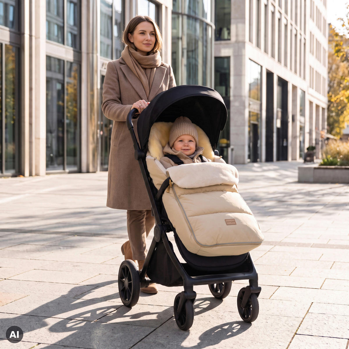 BUGGY-FUSSSACK Fluffy  - Naturfarben, Basics, Leder/Textil (50/100cm) - Jimmylee
