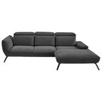 ECKSOFA in Cord Anthrazit  - Anthrazit/Schwarz, Design, Textil/Metall (301/202cm) - Moderano