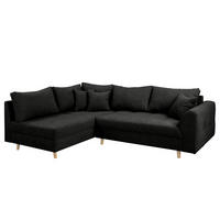 ECKSOFA Ariella Schwarz Mikrofaser Rückenkissen  - Schwarz/Naturfarben, Design, Holz/Textil (161/231cm) - Livetastic
