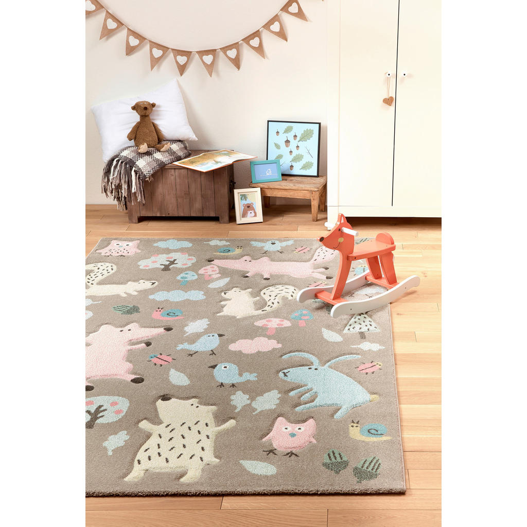 Thumbnail - Sigikid Kinderteppich Forest, Taupe, Textil, Tier, rechteckig, 200x290 cm, Textiles Vertrauen - Oeko-Tex®, für Fußbodenh...