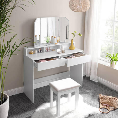 TOALETNÝ STOLÍK, biela, 100/40/142 cm - biela, Trend, kompozitné drevo/sklo (100/40/142cm) - Boxxx