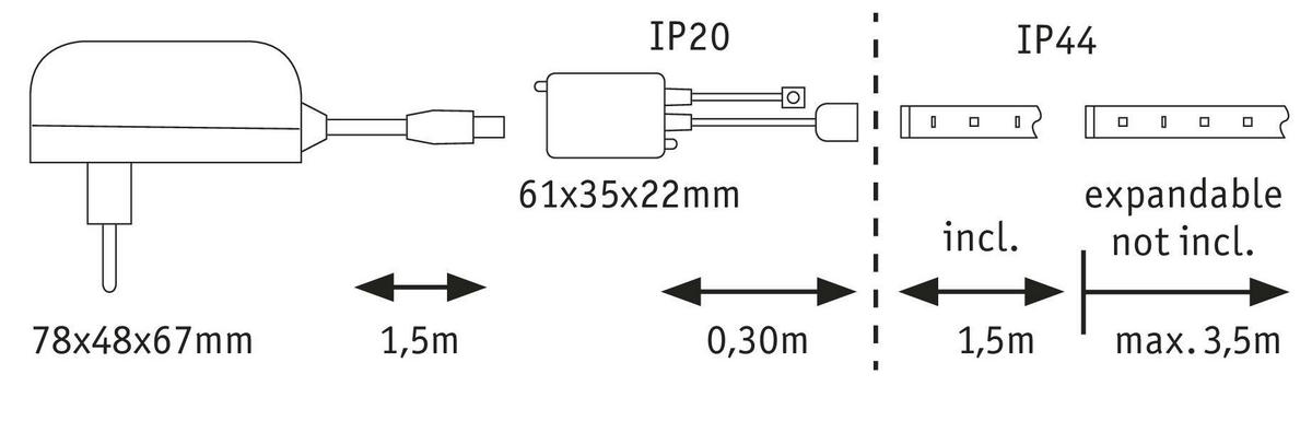 LED-STRIP 151/0,3 cm   - Silberfarben, Basics, Kunststoff (151/0,3cm) - Paulmann