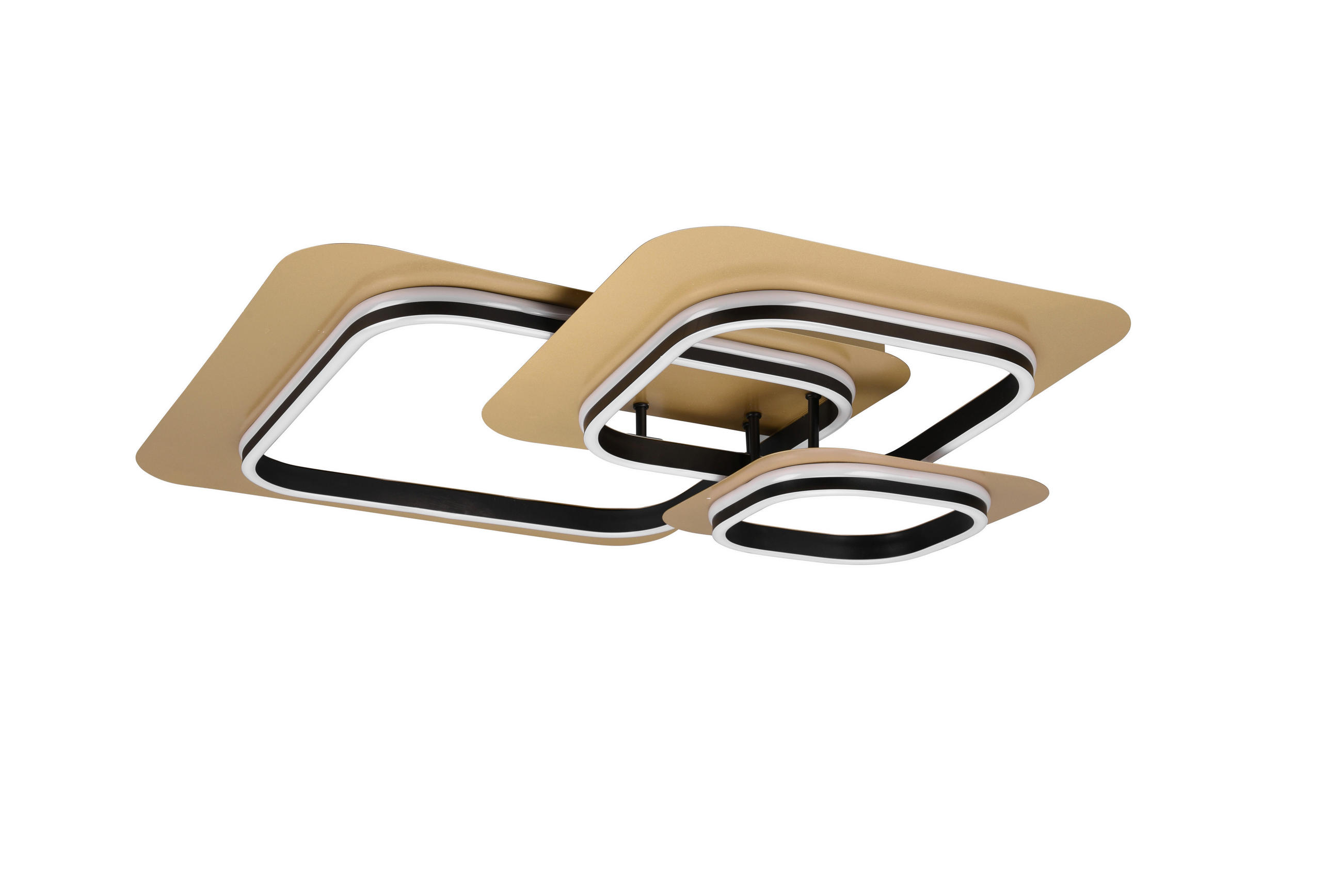 LED-DECKENLEUCHTE Lugo 74/74/13 cm   - Goldfarben/Schwarz, LIFESTYLE, Metall (74/74/13cm) - Trio Leuchten