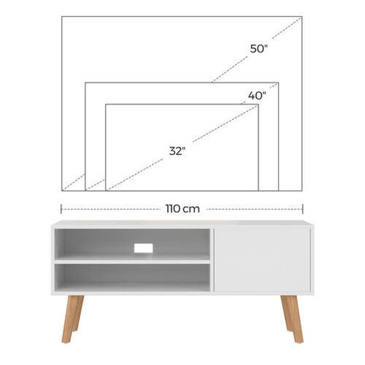 LOWBOARD  in 110/49,5/40 cm  - Eichefarben/Weiß, Trend, Holzwerkstoff (110/49,5/40cm) - Boxxx