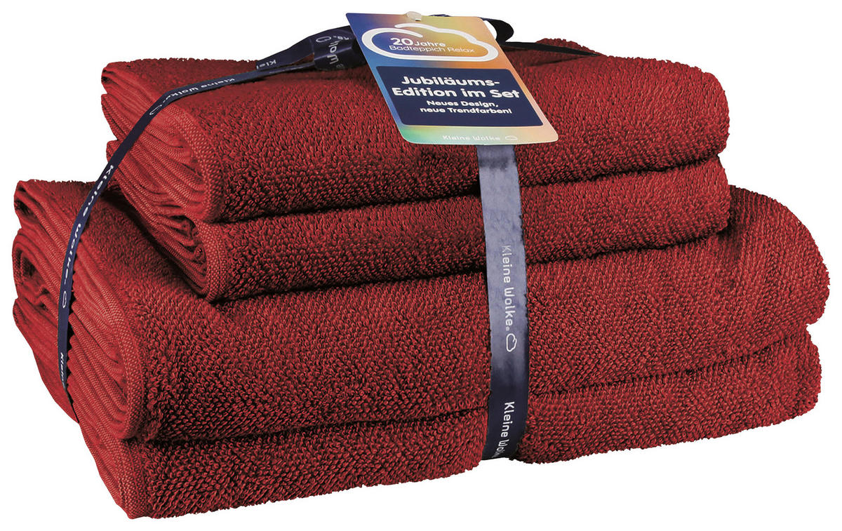HANDTUCHSET Chill Rot  - Rot, KONVENTIONELL, Textil (50x100/70x140cm) - Kleine Wolke