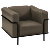 SESSEL in Echtleder Taupe  - Taupe/Schwarz, Design, Leder/Metall (91/67/96cm) - Johann Jakob