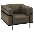 SESSEL in Echtleder Taupe  - Taupe/Schwarz, Design, Leder/Metall (91/67/96cm) - Johann Jakob