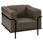 SESSEL in Echtleder Taupe  - Taupe/Schwarz, Design, Leder/Metall (91/67/96cm) - Johann Jakob