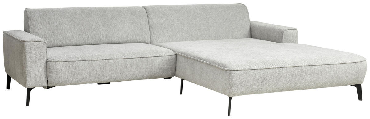ECKSOFA in Flachgewebe Hellgrau  - Hellgrau/Schwarz, Design, Textil/Metall (285/190cm) - Johann Jakob