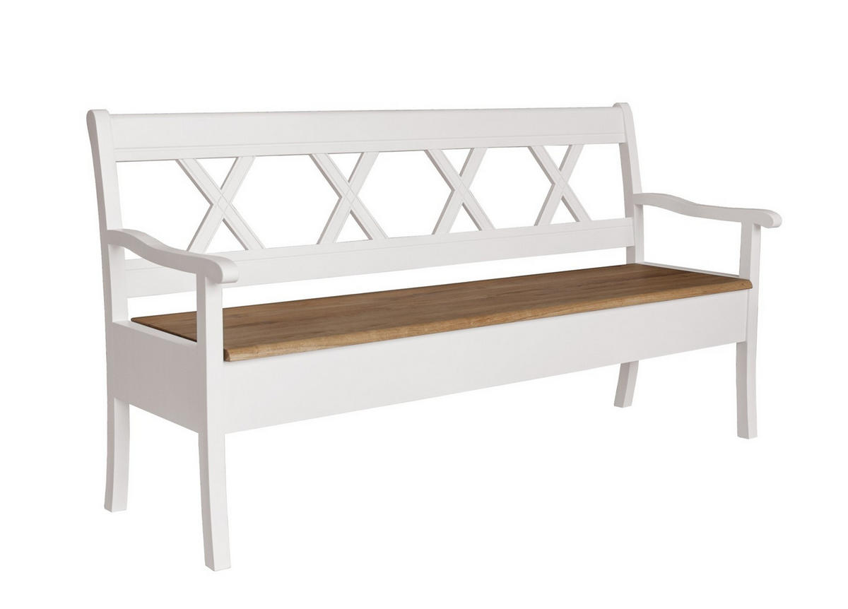 SITZBANK 180/0/0 cm Weiß Kiefer massiv  - Eichefarben/Weiß, Design, Holz (180/0/0cm) - Livetastic