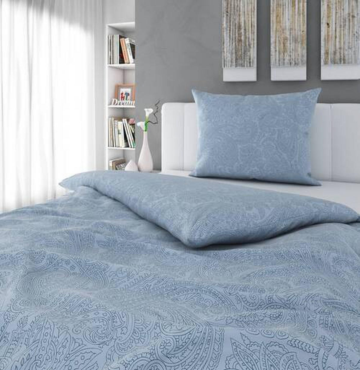 BETTWÄSCHESET Satin 200/210 cm  65 cm/100 cm  - Blau, Konventionell, Textil (200/210cm) - Bio:Vio