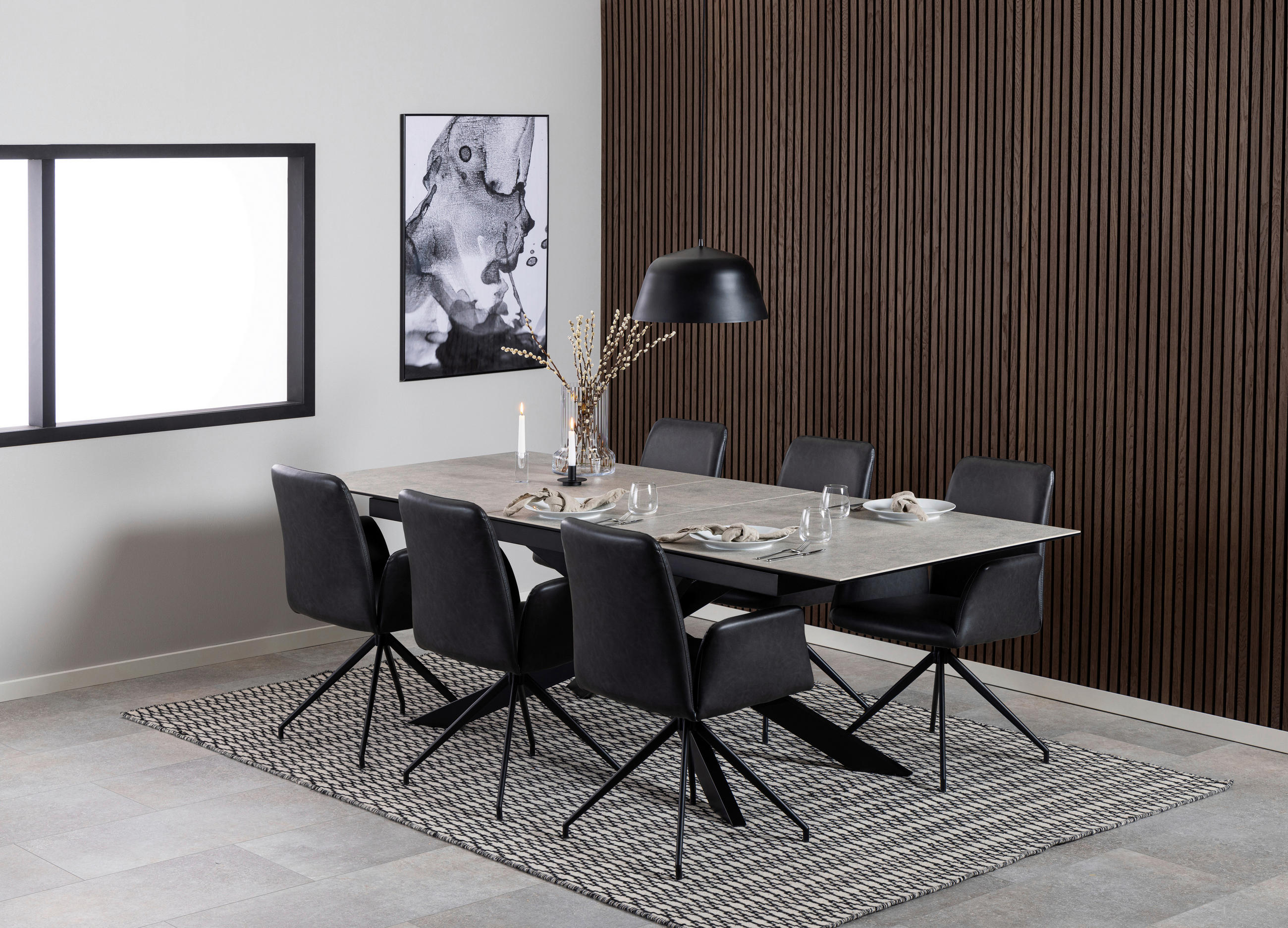 ESSTISCH in Metall, Glas, Keramik 240/100/76 cm  - Schwarz/Grau, Design, Glas/Keramik (240/100/76cm) - MID.YOU