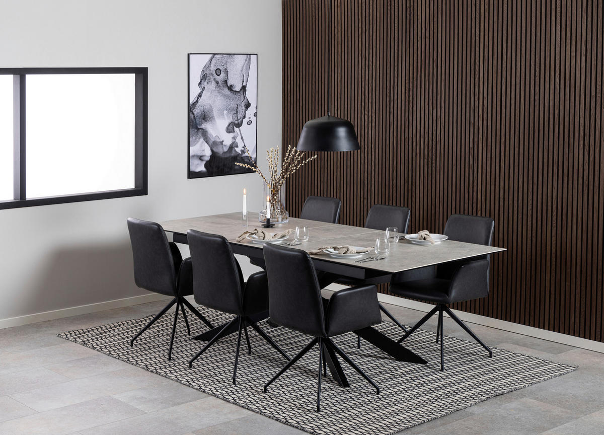 ESSTISCH in Metall, Glas, Keramik 240/100/76 cm  - Schwarz/Grau, Design, Glas/Keramik (240/100/76cm) - MID.YOU