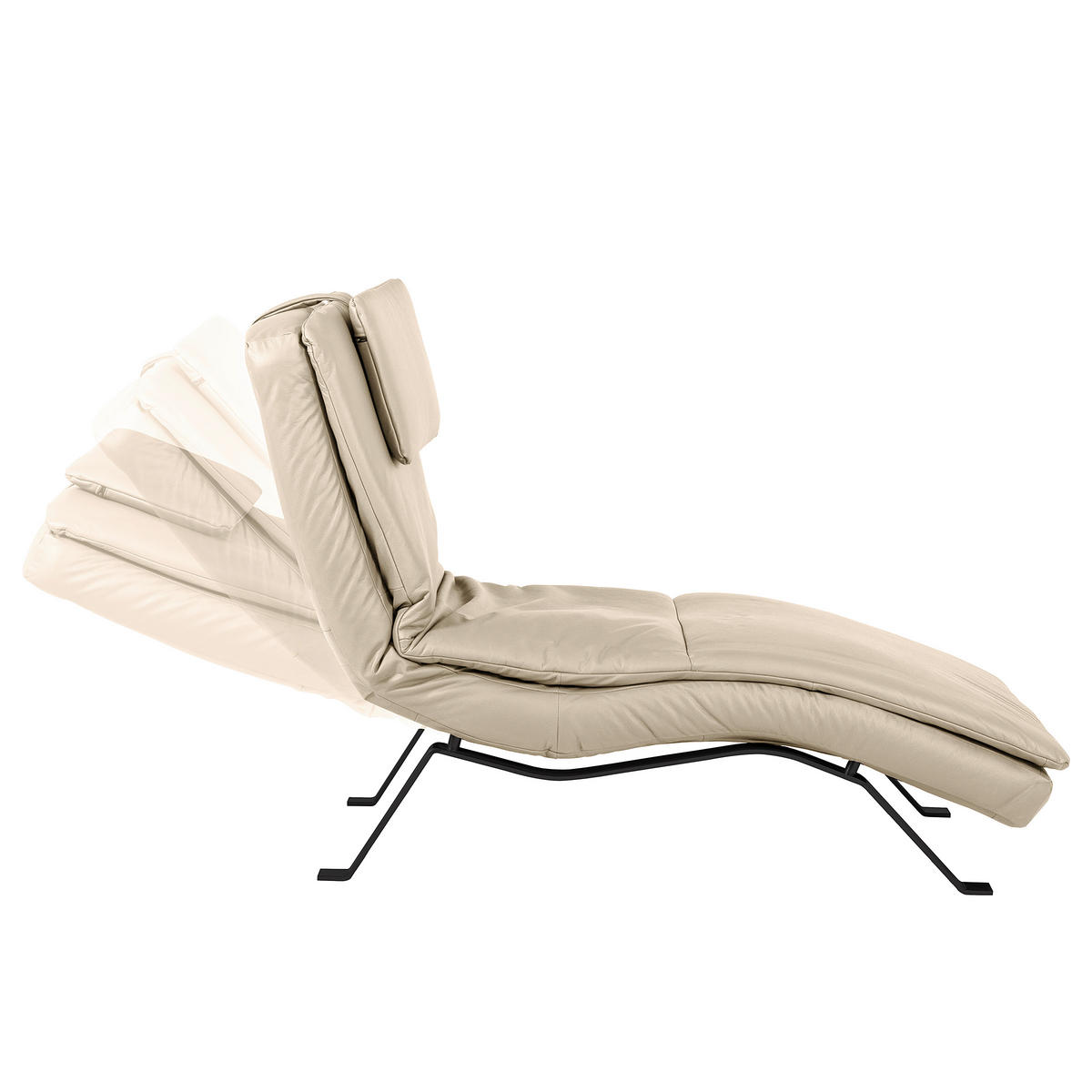 RELAXLIEGE Echtleder Grau  - Schwarz/Grau, Design, Leder/Metall (65/95/171cm) - Celina Home