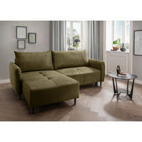 ECKSCHLAFSOFA in Cord Olivgrün  - Schwarz/Olivgrün, Basics, Holz/Textil (238/174cm) - Livetastic