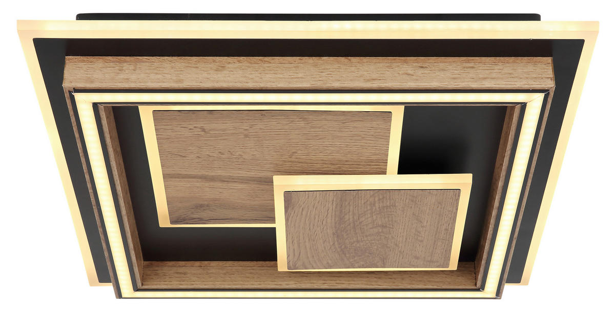 LED-DECKENLEUCHTE 32 W    41/41/7,6 cm  - Dunkelbraun/Opal, Design, Holzwerkstoff/Kunststoff (41/41/7,6cm) - Globo