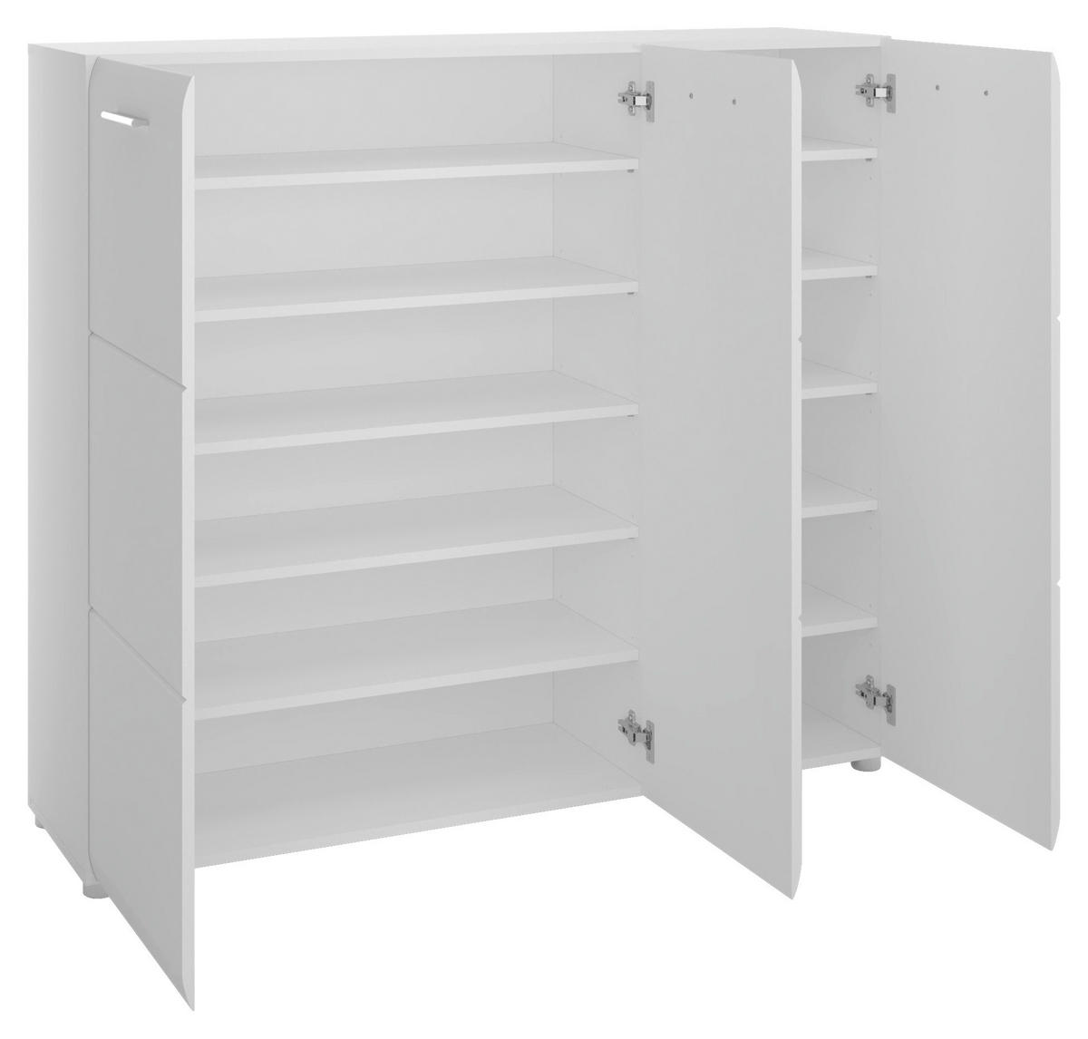 SCHUHSCHRANK Weiß Hochglanz, Weiß  - Chromfarben/Weiß Hochglanz, MODERN, Holzwerkstoff/Kunststoff (134,8/120/36cm) - Boxxx