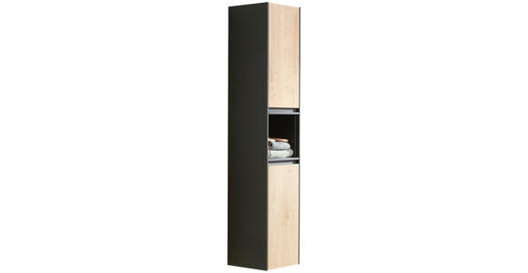 HOCHSCHRANK 32/163/30 cm - Dunkelgrau/Eichefarben, Glas/Holzwerkstoff (32/163/30cm) - Novel
