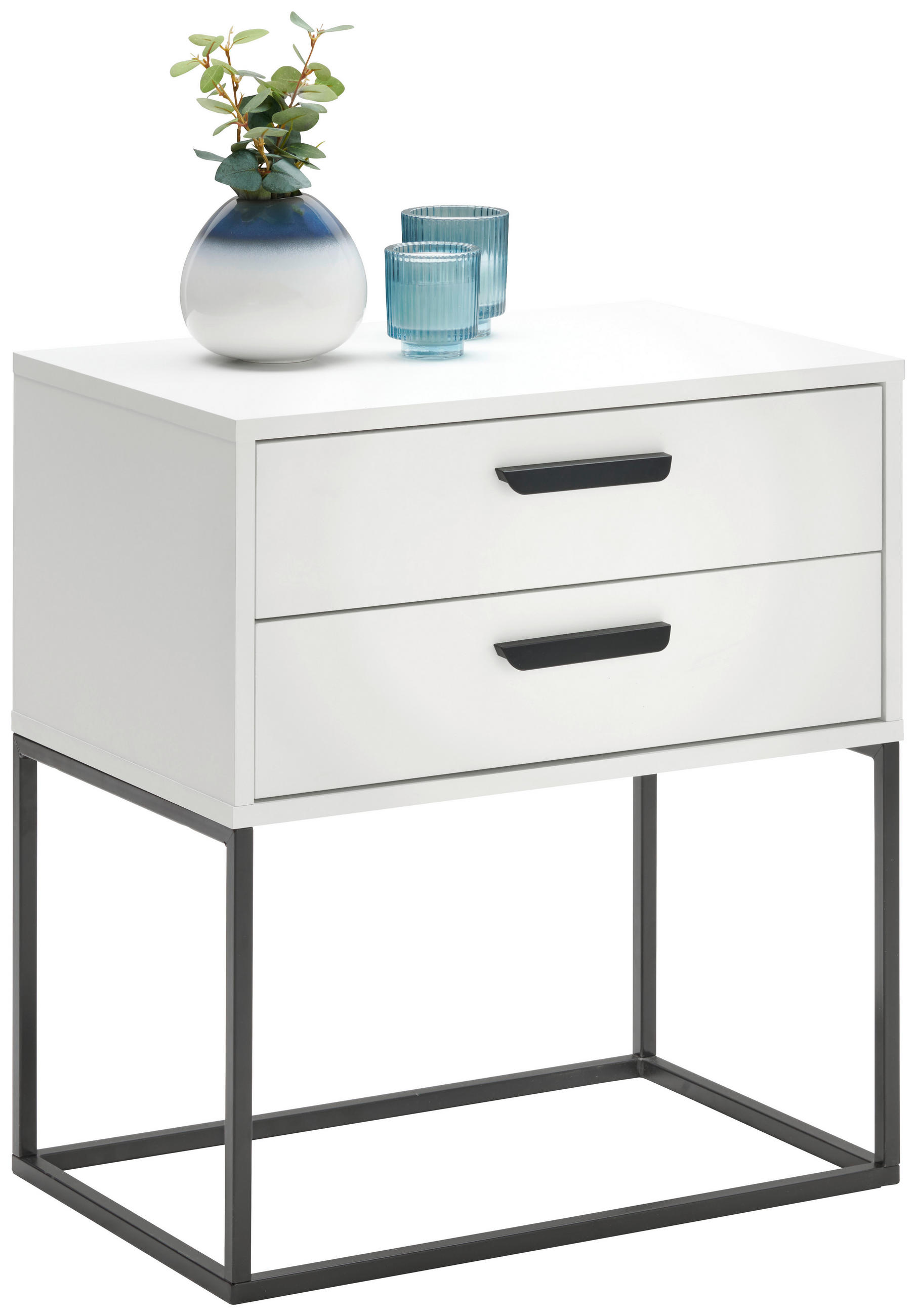 SÄNGBORD i vit, svart  - vit/svart, Klassisk, metall/trämaterial (60/65/38,5cm) - Carryhome