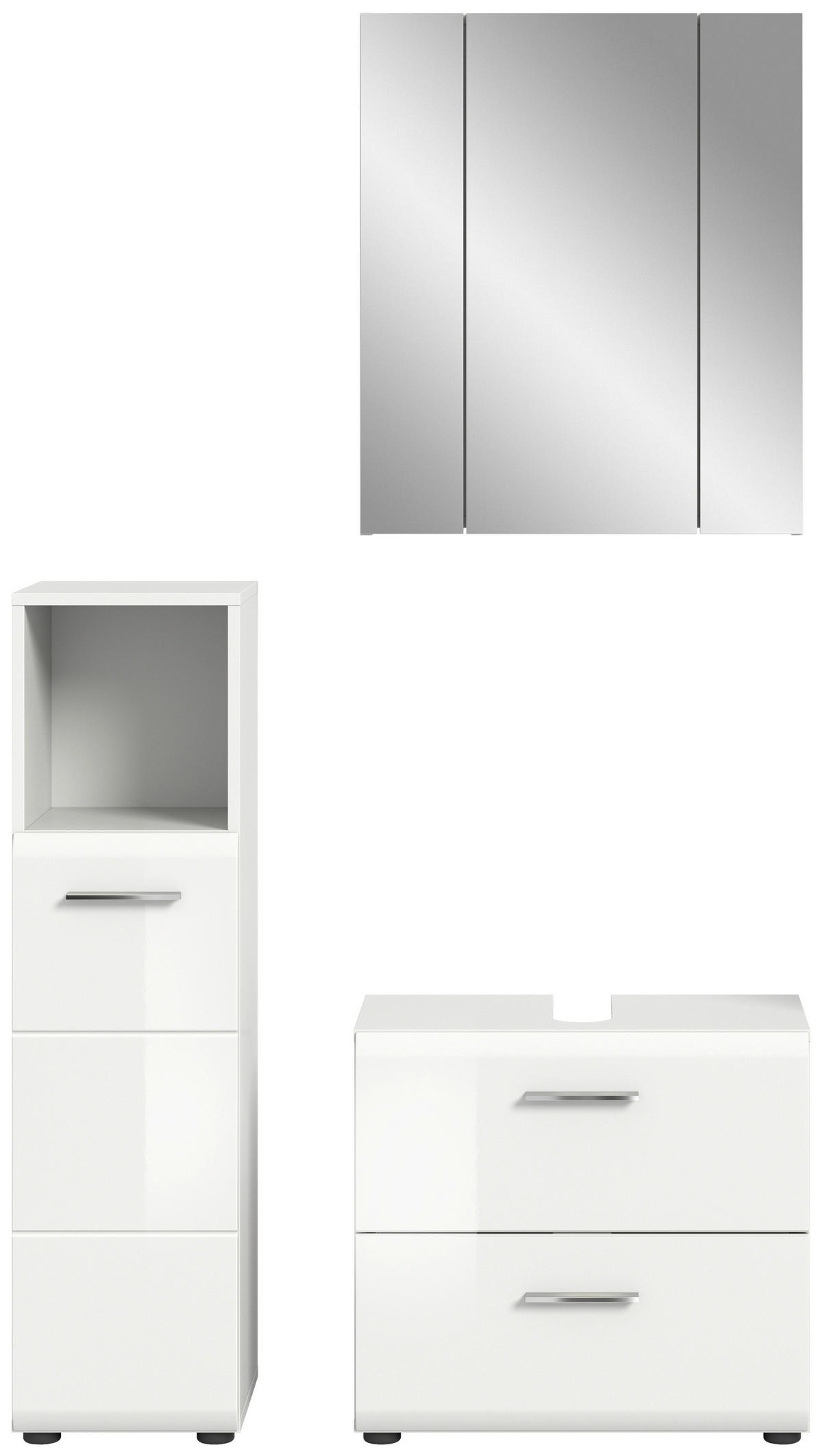 KOUPELNA vysoce lesklá bílá  - barvy stříbra/černá, Moderní, kompozitní dřevo/plast (90cm) - MID.YOU