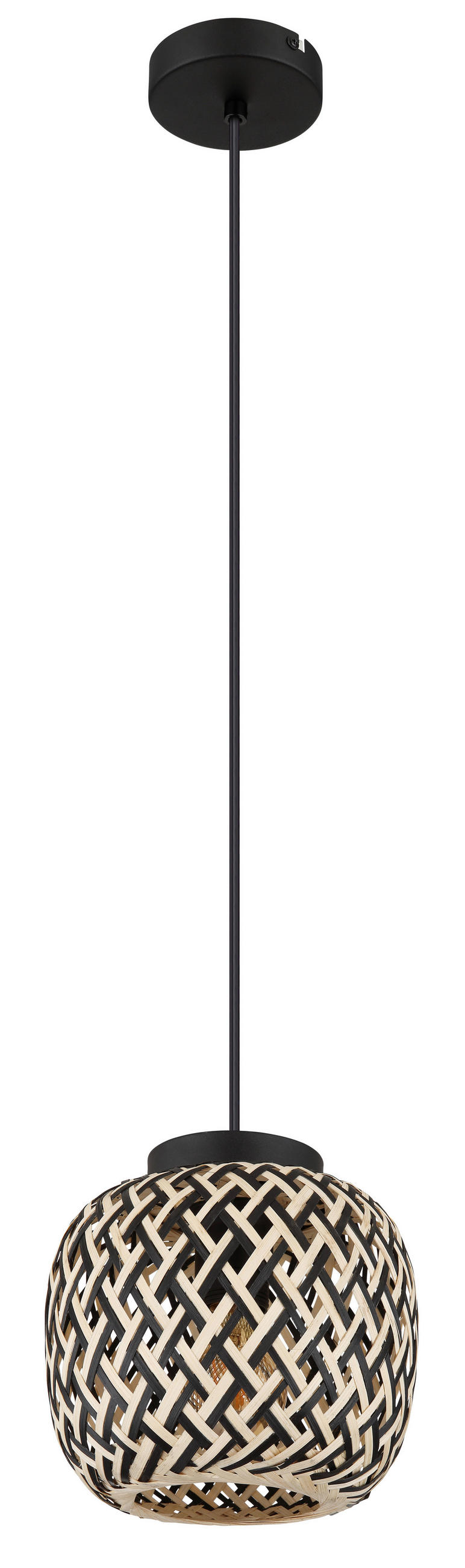 HÄNGELEUCHTE 20/120 cm    - Schwarz/Naturfarben, Natur, Naturmaterialien/Kunststoff (20/120cm) - Globo