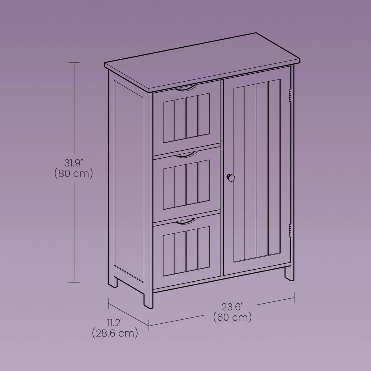 MIDISCHRANK 60/81/28.5 cm  - Weiß, Trend, Holzwerkstoff/Metall (60/81/28.5cm) - MID.YOU